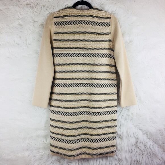 Tory Burch Cream Jacquard Woven Sweater Coat - Picture 7 of 8